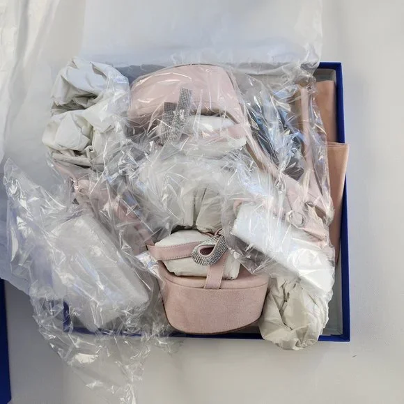 Stuart Weitzman Mega Crystal Bow Platform Sandals Color: Ballet New: Never Worn - Picture 12 of 13